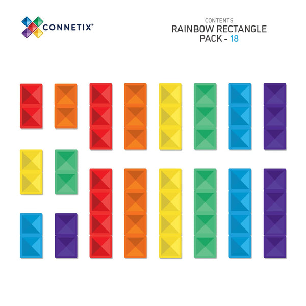 Connetix Tiles - Rainbow Rectangle Pack 18 pc-Panda Kids and Baby