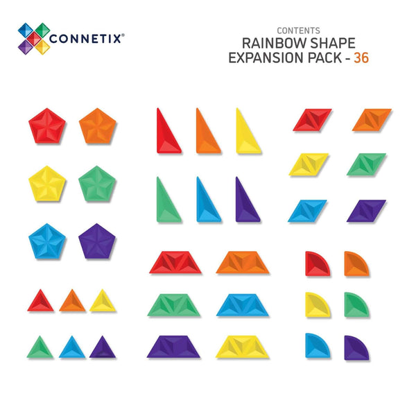 Connetix Tiles - Rainbow Shape Expansion Pack 36 pc-Panda Kids and Baby