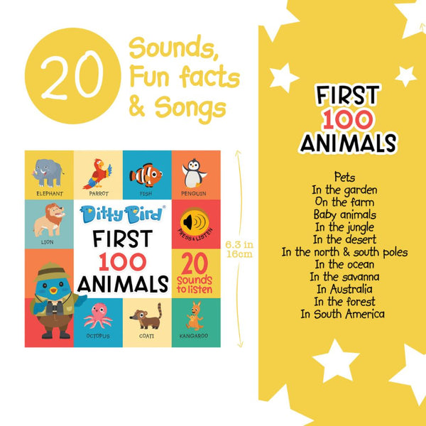 Ditty Bird - First 100 Animals-Panda Kids and Baby