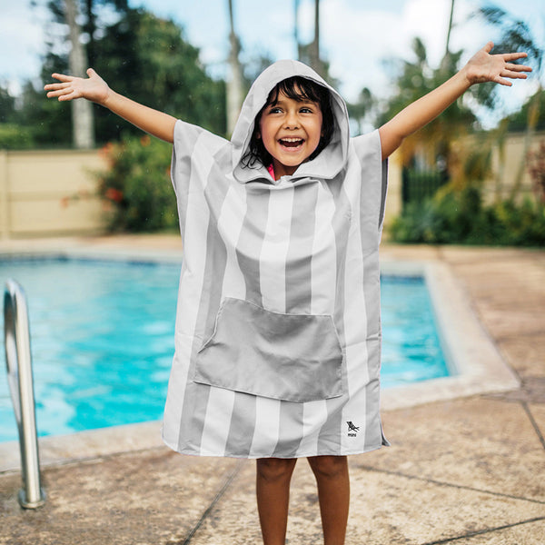 Dock & Bay: Quick Dry Hooded Towel Poncho Mini Cabana Collection - Goa Grey-Panda Kids and Baby