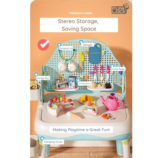 FUNLOCK Kids Adjustable Learning Table & Chair Set-Panda Kids and Baby