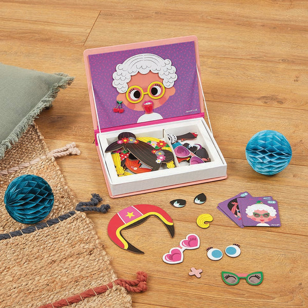 Janod - Girls Faces Magnetibook-Panda Kids and Baby
