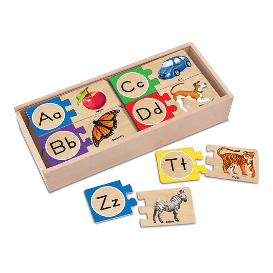 Melissa & Doug - Alphabet Wooden Puzzle Cards-Panda Kids and Baby