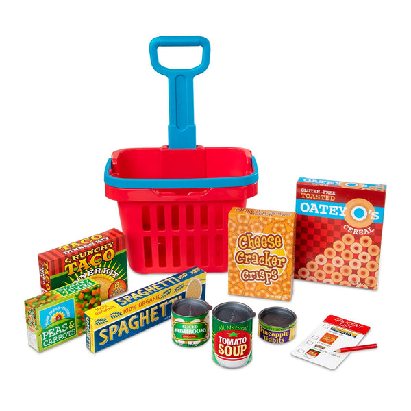 Melissa & Doug - Fill & Roll Grocery Basket Play Set-Panda Kids and Baby