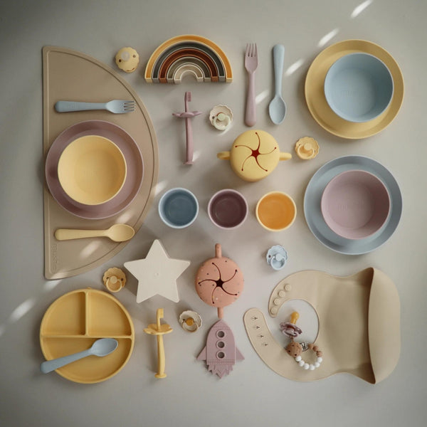 Mushie - Dinnerware Cups Set - Mustard-Panda Kids and Baby