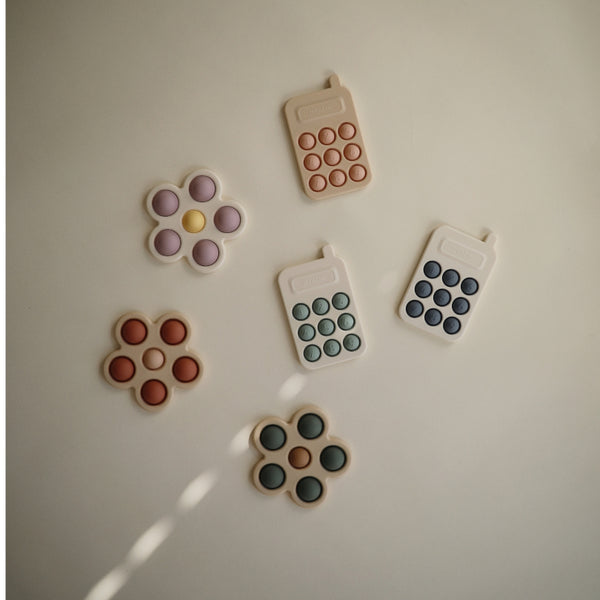 Mushie - Flower Press Teething Toy - Soft Lilac/Pale Daffodil/Ivory-Panda Kids and Baby