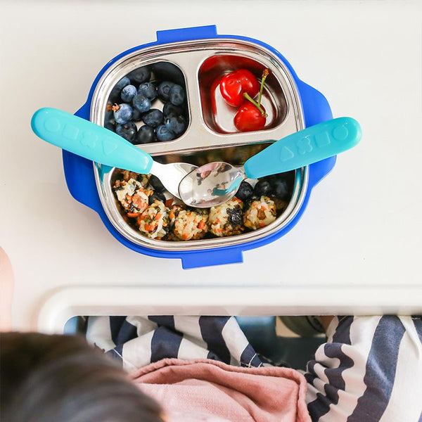 Octoto - Kids Stainless Steel Divided Plate Dining Set - Classic Model-Panda Kids and Baby