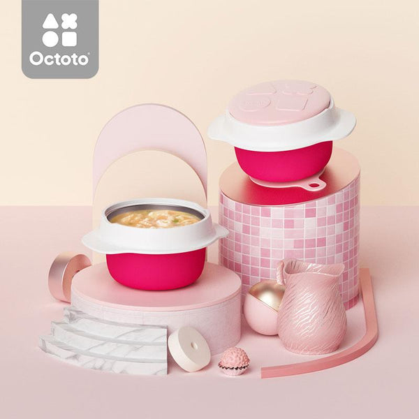Octoto - Stainless Steel Kids UFO Water-Infusion Vacuum Bowl-Panda Kids and Baby