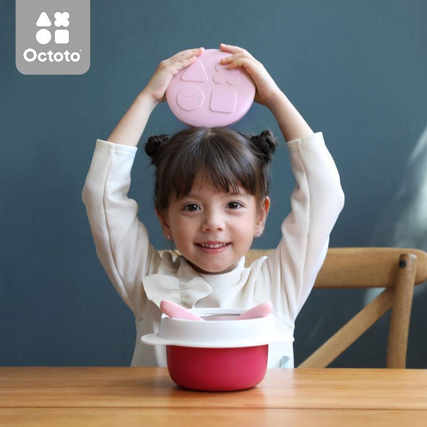 Octoto - Stainless Steel Kids UFO Water-Infusion Vacuum Bowl-Panda Kids and Baby