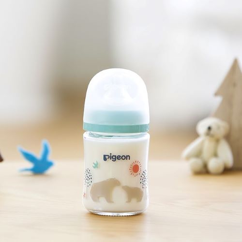 Pigeon - Breast Milk Feeling Heat-Resistant Glass Bottle - 160ml - Bear-Panda Kids and Baby