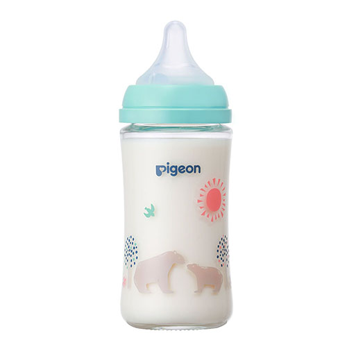 Pigeon - Breast Milk Feeling Heat-Resistant Glass Bottle - 240ml - Bear-Panda Kids and Baby