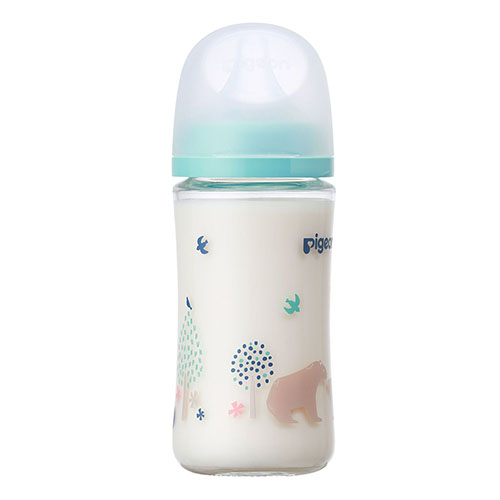 Pigeon - Breast Milk Feeling Heat-Resistant Glass Bottle - 240ml - Bear-Panda Kids and Baby