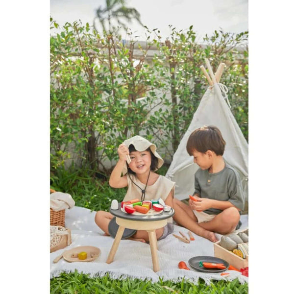 PlanToys - BBQ Playset-Panda Kids and Baby
