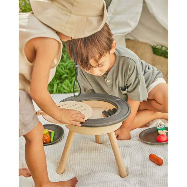 PlanToys - BBQ Playset-Panda Kids and Baby