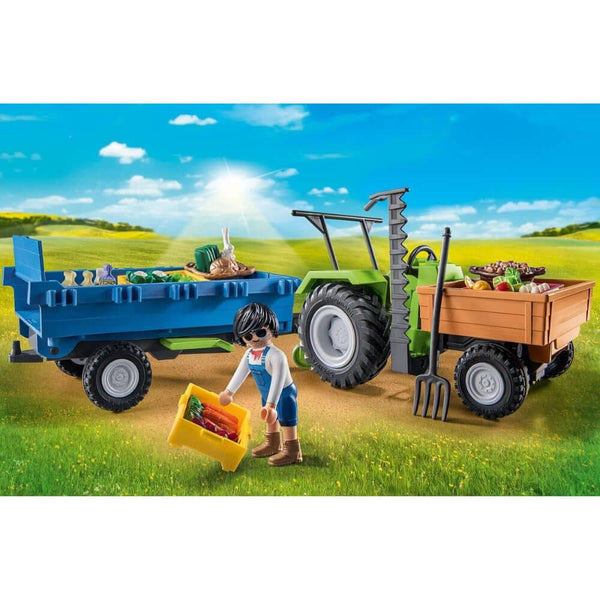 Playmobil - Tractor with Trailer-Panda Kids and Baby