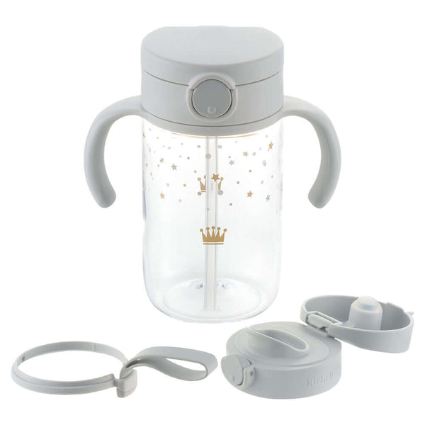 Richell - Axstars Odekake Mug Straw Direct Drinking Set - Light Gray-Panda Kids and Baby