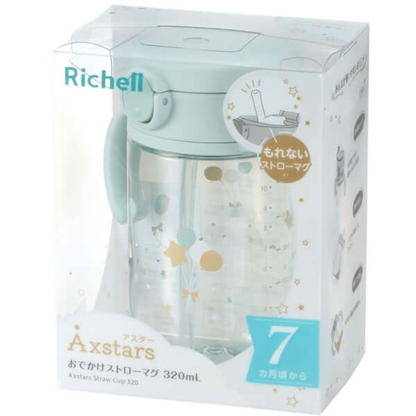 Richell - Axtars Straw Mug 320ml - Light Blue-Panda Kids and Baby