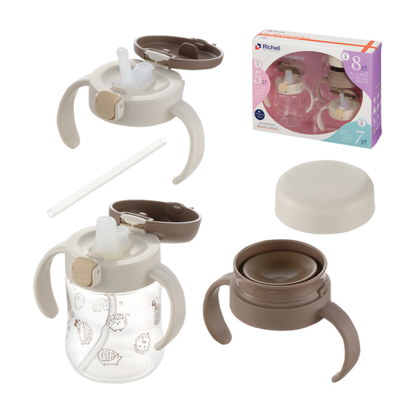 Richell - T.L.I Step Up Baby Cup Set SD - Brown-Panda Kids and Baby