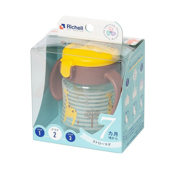 Richell - T.L.I Straw Cup SD 200ml - Yellow-Panda Kids and Baby