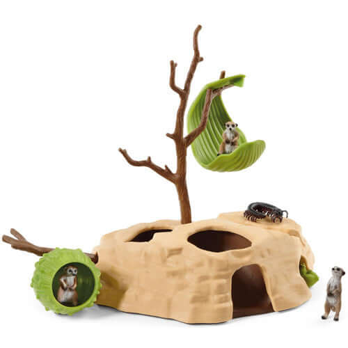 Schleich - Meerkat Hangout-Panda Kids and Baby