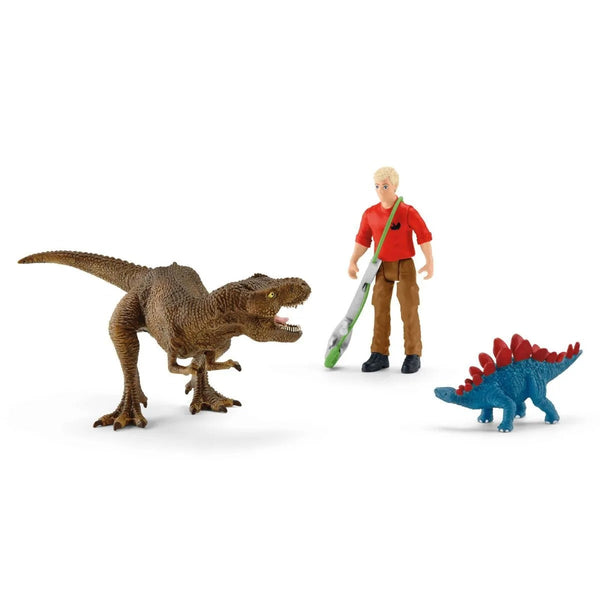 Schleich - Tyrannosaurus Rex attack-Panda Kids and Baby
