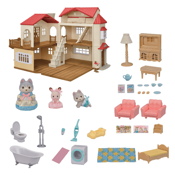 Sylvanian Families - Red Roof Country Home Gift Set - Secret Attic Playroom-Panda Kids and Baby