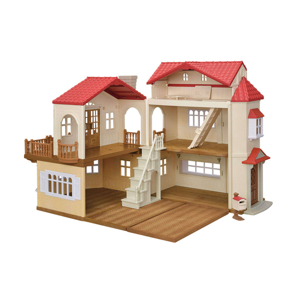 Sylvanian Families - Red Roof Country Home with Secret Attic-Panda Kids and Baby