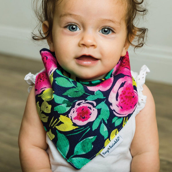 Tiny Twinkle - Bandana Bib - Painted Peony Set of 2-Panda Kids and Baby