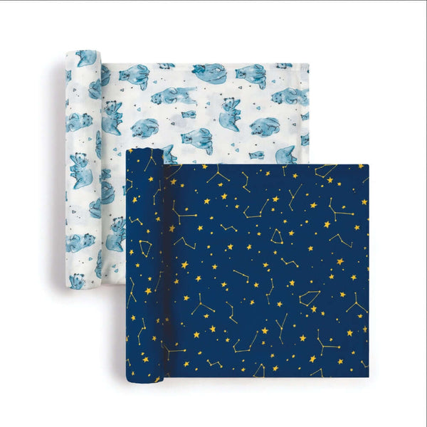 Tiny Twinkle - Kaffle™ Swaddle Blanket 2 Pack - Bear & Constellations Set-Panda Kids and Baby
