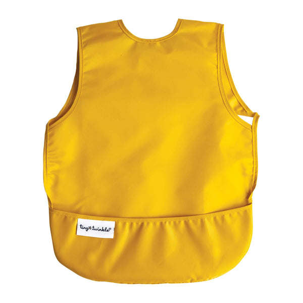 Tiny Twinkle - Mess - Proof Apron Bib 2 Pack - Taupe, Dandelion (No Ruffles)-Panda Kids and Baby