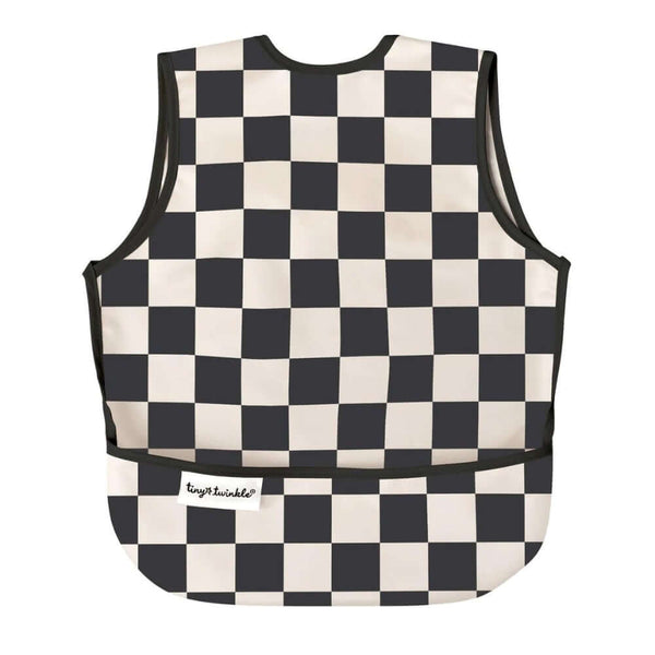 Tiny Twinkle - Mess - Proof Apron Bib - Black Checkers-Panda Kids and Baby
