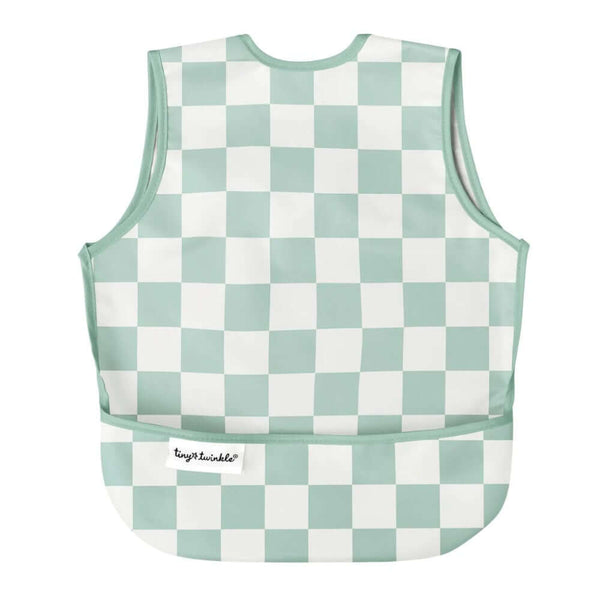 Tiny Twinkle - Mess - Proof Apron Bib - Sage Checkers-Panda Kids and Baby