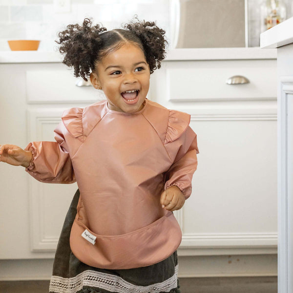 Tiny Twinkle - Mess - Proof Full Sleeve Bib - Burgundy-Panda Kids and Baby