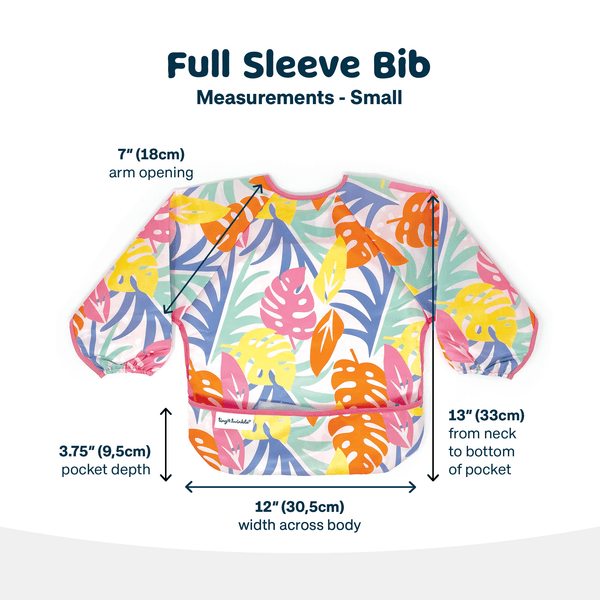 Tiny Twinkle - Mess - Proof Full Sleeve Bib - Pink Palm-Panda Kids and Baby