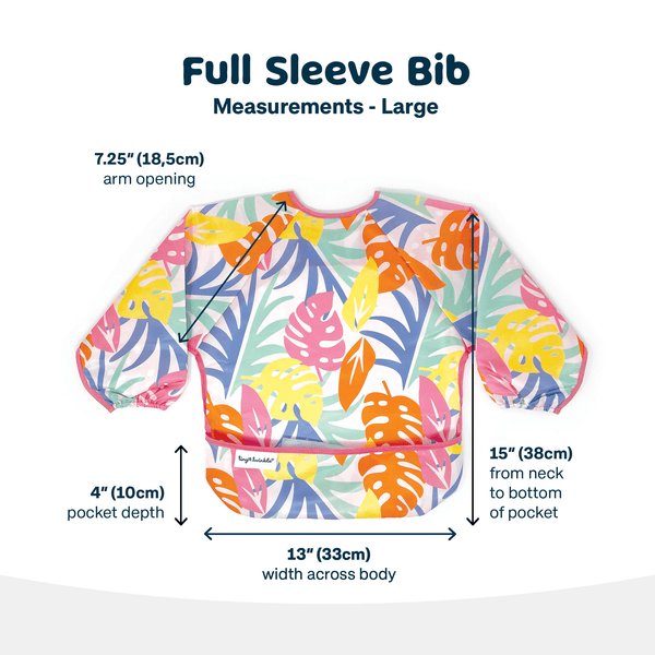 Tiny Twinkle - Mess - Proof Full Sleeve Bib - Pink Palm-Panda Kids and Baby