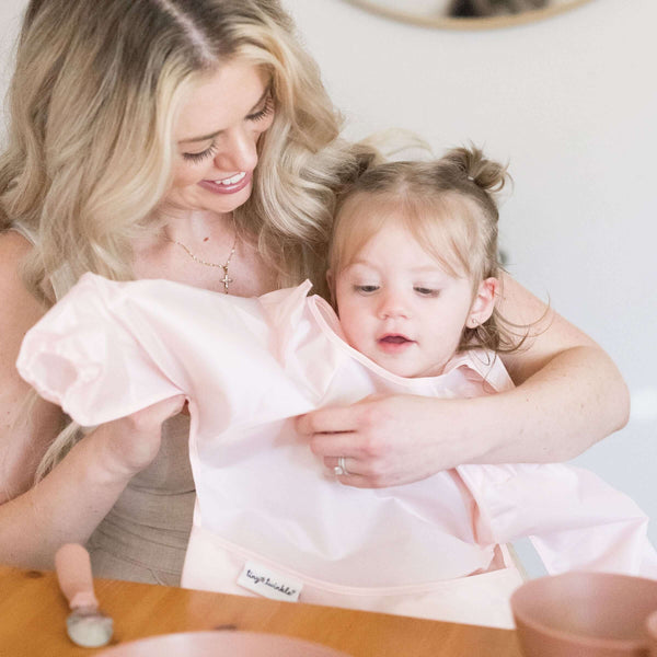 Tiny Twinkle - Mess - Proof Full Sleeve Bib - Pink-Panda Kids and Baby