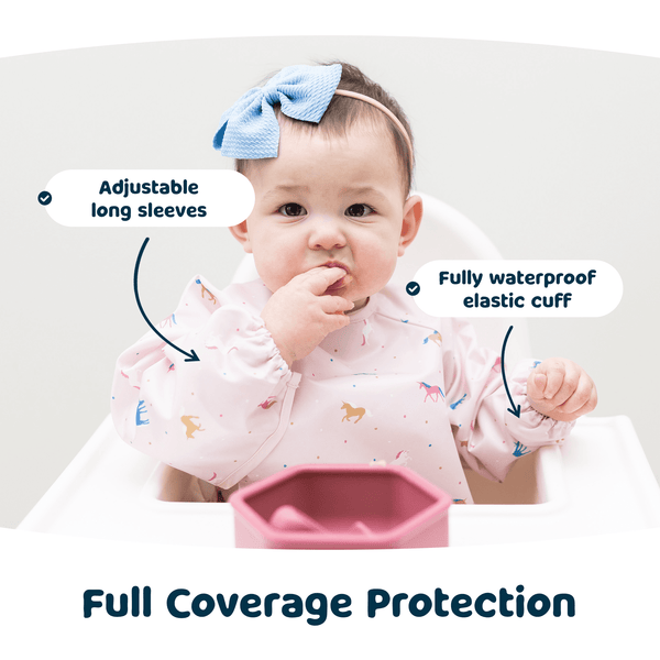 Tiny Twinkle - Mess - Proof Full Sleeve Bib - Pink-Panda Kids and Baby