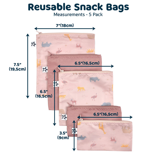 Tiny Twinkle - Mess-Proof Snack Bag 5 Pack - Petite Safari-Panda Kids and Baby