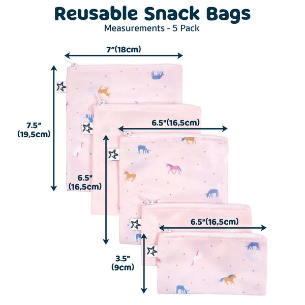 Tiny Twinkle - Mess-Proof Snack Bag 5 Pack - Pink & Beige Checkers-Panda Kids and Baby