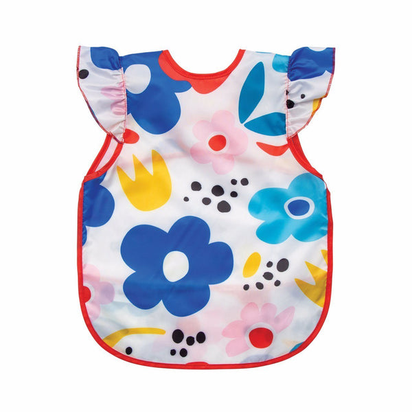 Tiny Twinkle - Mess-proof Apron Bib - Modern Floral with Ruffle-Panda Kids and Baby