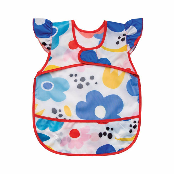 Tiny Twinkle - Mess-proof Apron Bib - Modern Floral with Ruffle-Panda Kids and Baby