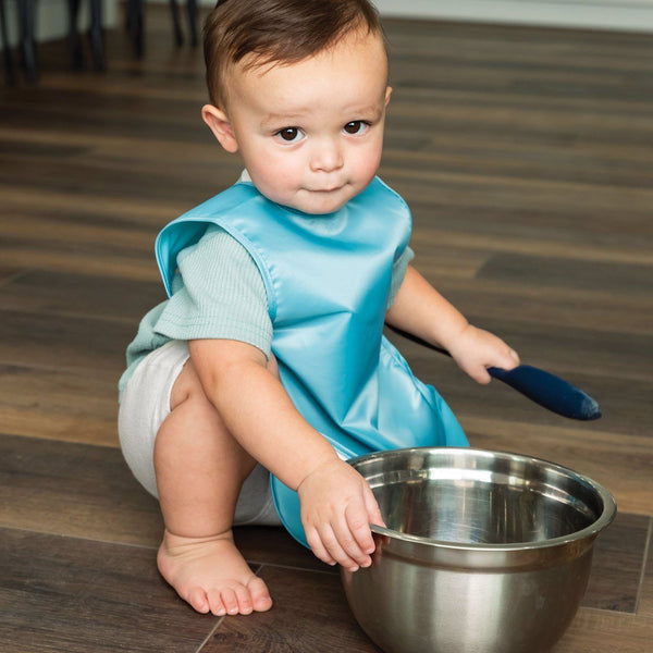 Tiny Twinkle - Mess-proof Apron Bib Set of 2 - Slate, Olive-Panda Kids and Baby