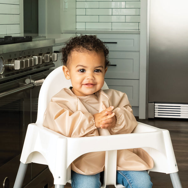 Tiny Twinkle - Mess-proof Full Long Sleeve Bib 2 Pack - Sand, Cinnamon-Panda Kids and Baby