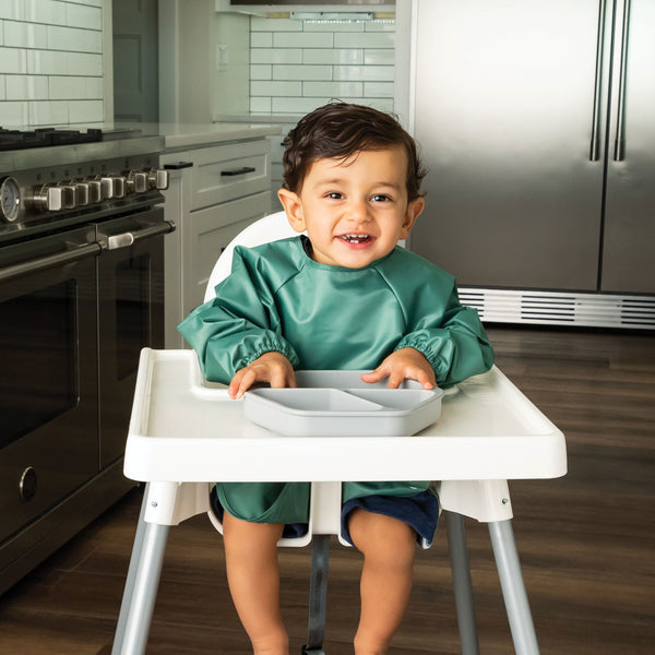 Tiny Twinkle - Mess-proof Full Long Sleeve Bib 2 Pack - Slate, Olive-Panda Kids and Baby