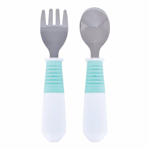 Tiny Twinkle - Stainless Steel Fork and Spoon Set - Mint-Panda Kids and Baby