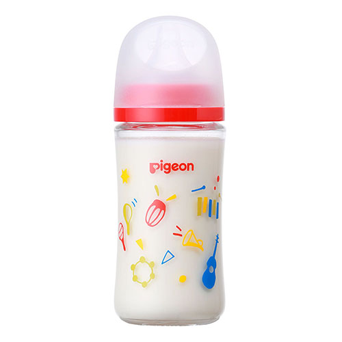 Pigeon Breast Milk Realization Glass Baby Bottle - Music - 240ml