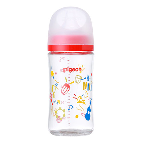 Pigeon Breast Milk Realization Glass Baby Bottle - Music - 240ml
