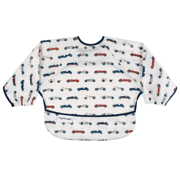 Tiny Twinkle - Mess-Proof Full Sleeve Bib - Vintage Cars - Small for 6-24 Months