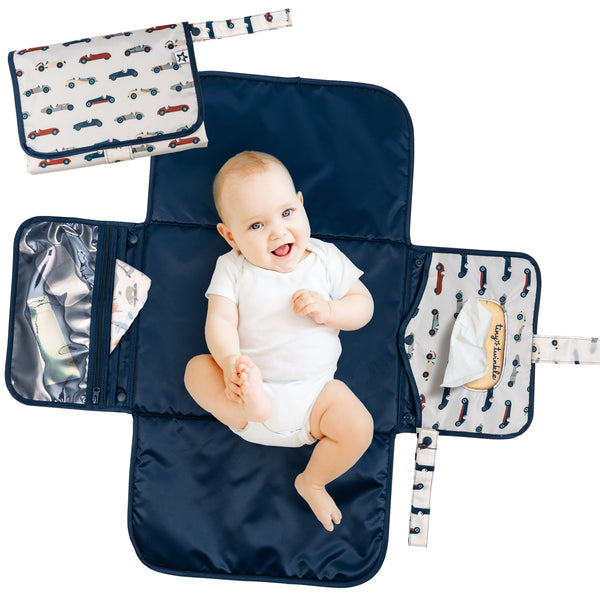 Tiny Twinkle - Mess-Proof Portable Nappy Changing Pad - Vintage Cars