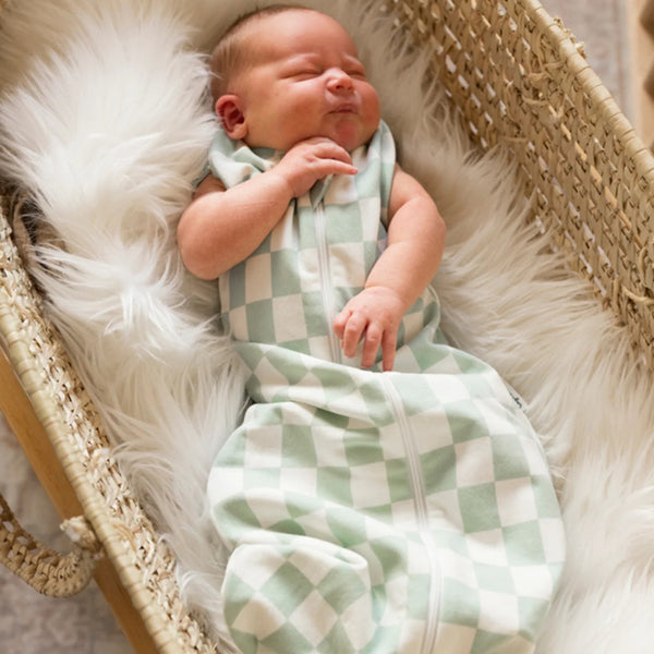 Tiny Twinkle - 2-in-1 Baby Sleep Sack- 1.0 TOG - Sage Checkers